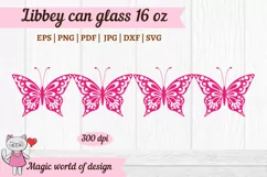 Libbey Glass 16oz Pink Butterfly svg Cricut Silhouette Product Image 2