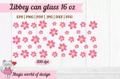 Retro pink flower svg For Libbey Can Glass 16 oz Wrap Product Image 3