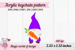Acrylic Keychain purple Gnome svg with carrots Pattern Product Image 2