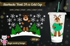 Christmas Cute deer svg, Full Wrap Venti Cold Cup 24 oz Product Image 1