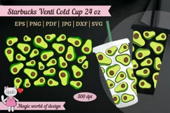 Avocado svg wrap for tumbler venti cold cup 24 oz No hole Product Image 1