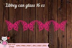 Libbey Glass 16oz Pink Butterfly svg Cricut Silhouette Product Image 4
