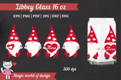 Valentines day gnome svg , Libbey Can Glass 16 oz Wrap svg Product Image 1