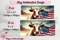 Cow American Flag Sublimation PNG for mug 11oz & 15oz mug Product Image 2