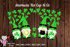 St Patricks Gnomes Clover SVG for tumbler Hot Cup 16 oz Product Image 3