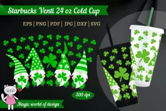 Green Gnomes SVG for Venti Cold Cup 24 oz No hole Product Image 1