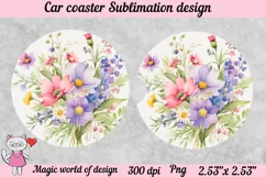 Wildflowers Car Coaster Sublimation Design png Product Image 2