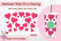 Valentines pink balls Hearts, Full Wrap Venti Cold Cup 24 oz Product Image 2