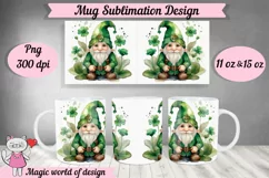 Gnome shamrock mug design for sublimation PNG 11oz & 15oz Product Image 1