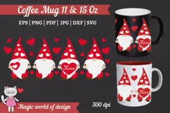 Valentines Day Gnome svg, 11 oz & 15 oz mug wrap png Product Image 1