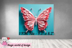 3D Butterfly 20 oz Skinny Tumbler Wrap PNG, Sublimation Product Image 3