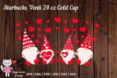 Gnome & Heart SVG for tumbler Full Wrap Venti Cold Cup 24oz Product Image 3