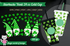 St Patricks day Gnomes SVG for tumbler Venti Cold Cup 24 oz Product Image 1