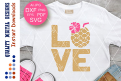 Summer svg, Pineapple svg Love sign Grunge print Product Image 1
