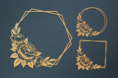 Peony flowers monogram frame SVG, Filigree floral wreath SVG Product Image 2