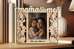 SVG Mama and Me Photo Frame Autumn Squirrel Acorn Laser