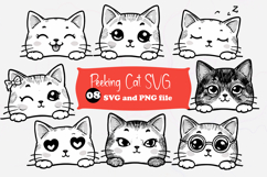 Cute Peeking Cat SVG Illustration for Crafts Product Image 1