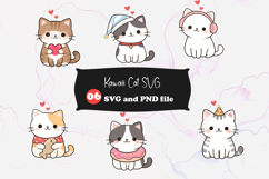 Valentine Kawaii Cat 6 Cute Love Kitty Clipart Cut Files Product Image 1