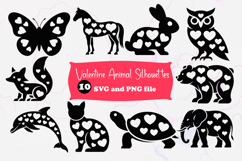 Valentine Animal Silhouettes Heart Pattern SVG PNG Product Image 1