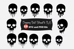 Dripping Skull Silhouette SVG Designs Product Image 1