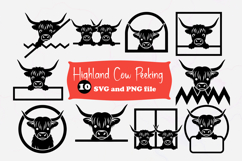 Highland Cow Peeking SVG Farm Animal Silhouette Product Image 1