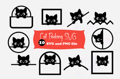 Cute Cat Peeking SVG Silhouette for Crafts Product Image 1