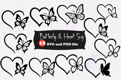 Heart with butterfly Silhouette SVG Product Image 1