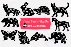Valentine Animal Silhouettes Heart Pattern SVG PNG Product Image 1