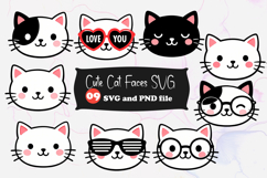 Cute Cat Faces SVG 8 Kawaii Kitty Expressions Cut Files Product Image 1