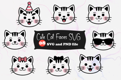 Cute Cat Faces SVG Product Image 1
