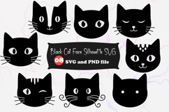 Black Cat Face Silhouette SVG 8 Cute Kitty Head Cut Files Product Image 1