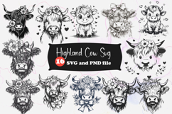 Highland Cow SVG Design for T-Shirts and Mugs Product Image 1