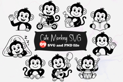 Cute Monkey SVG Reading, Playing, and Fun Activities Product Image 1