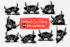 Highland Cow Peeking SVG PNG Product Image 1