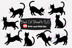 Black Cat Silhouette SVG 9 Playful Kitty Poses Cut Files Product Image 1