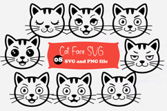 Cute Cat Face SVG Expressions Silhouette Design Product Image 1