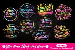 Mom Life quote Funny Mama Neon Typography PNG Product Image 1