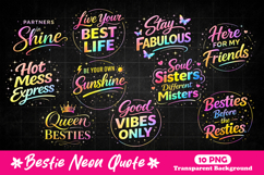 Bestie Neon Quote PNG Girls Friendship Retro Glow Typography Product Image 1