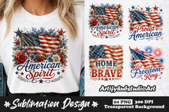 American Spirit Flag Floral Clipart Sublimation PNG Product Image 1