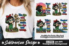 Scenic Route Was Wrong Hiking Girl Clipart Sublimation PNG Product Image 1