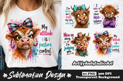 My Attitude Is Pasture Control Funny Cowgirl Sublimation PNG Product Image 1