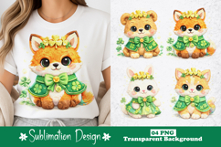 Golden Clover Crown Baby Animals St. Patrick’s Day PNG Set Product Image 1