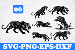 Tiger SVG | Wild Tiger Silhouette Vector Files for Cricut Product Image 1