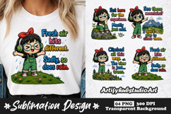 Fresh Air Hits Different Hiking Girl Clipart Sublimation PNG Product Image 1