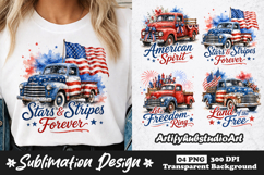 Stars and Stripes Forever Truck Clipart Sublimation PNG Product Image 1