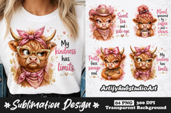 My Kindness Has Limits Highland Cow Sublimation Product Image 1