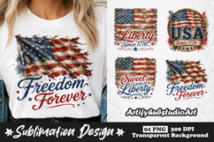 Freedom Forever Flag 4th of July Clipart Sublimation PNG Product Image 1