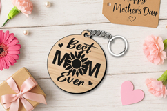 SVG Mothers Day Keychain Flower Best Mom Gift Laser Holiday 