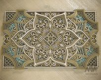 Decorative multilayer mandala ornament design, ideal for wall art or wooden panels