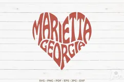 Marietta Georgia Word Art in the shape of a heart SVG Cut Product Image 2